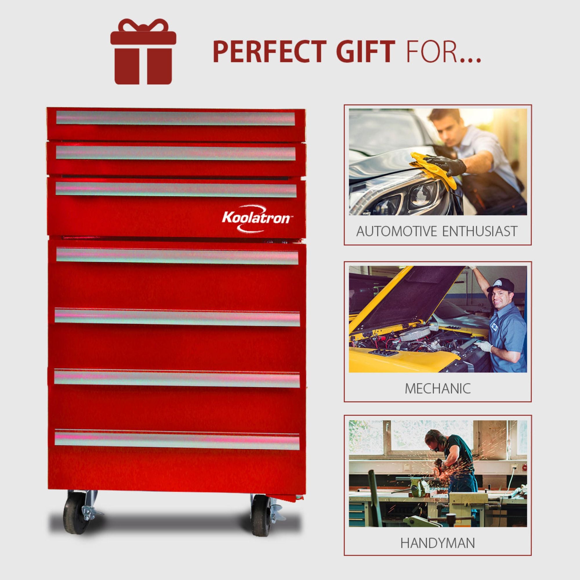 Koolatron Tool Chest Fridge | 1.8 cu ft Red | 3 Tool Drawers