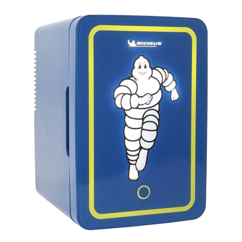 Product shot on white background of 6L Michelin mini fridge, closed