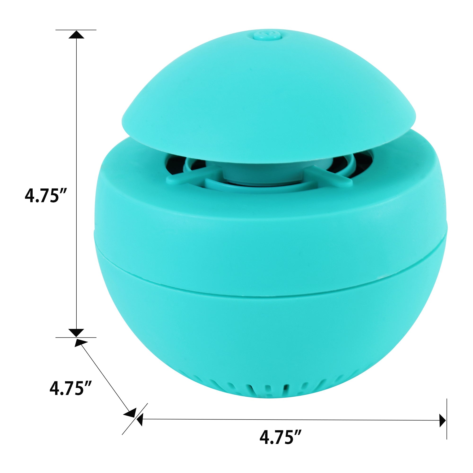 Product shot of aqua indoor insect trap on a white background with dimensions labeled