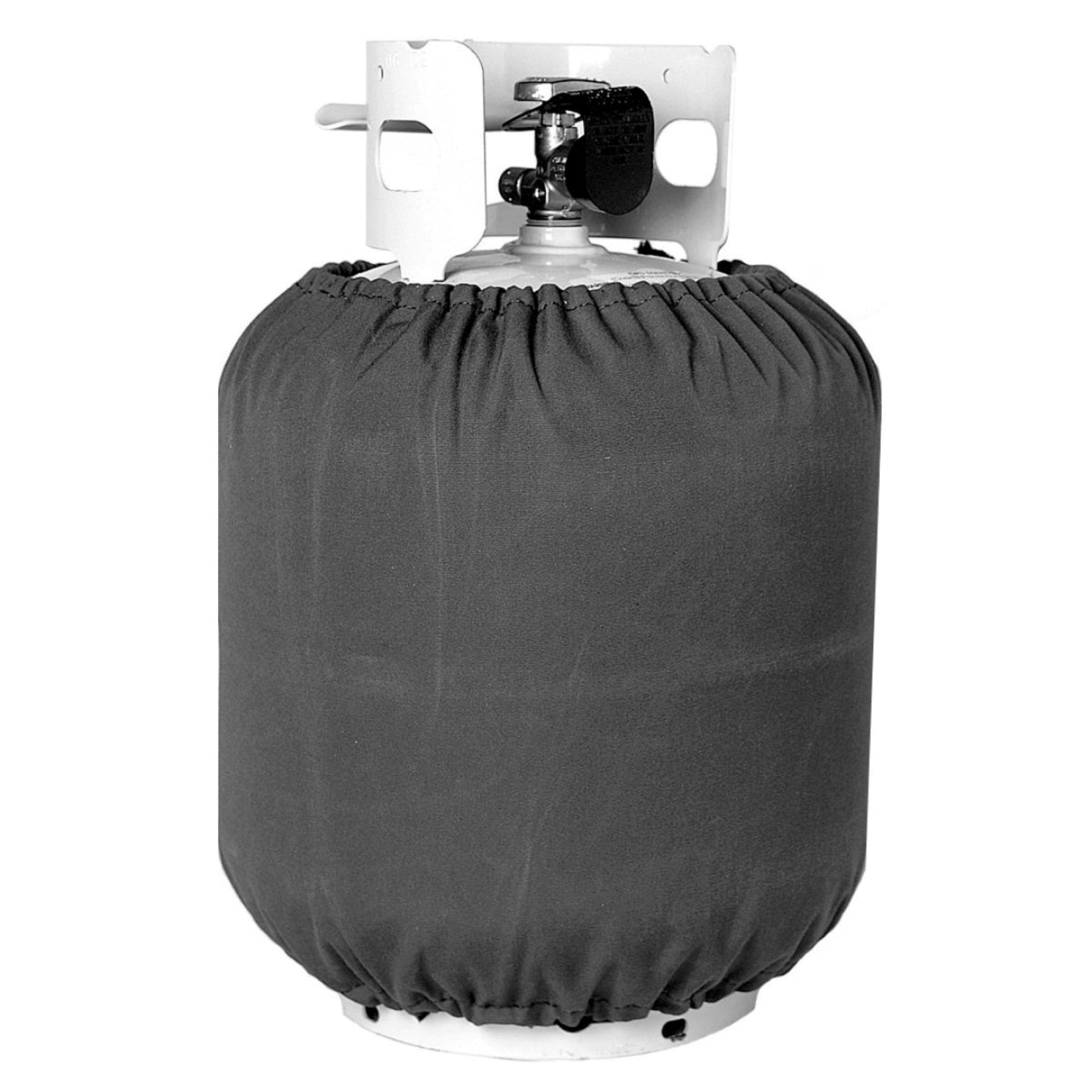Product shot of Bite Shield universal fit propane tank cover on a white background