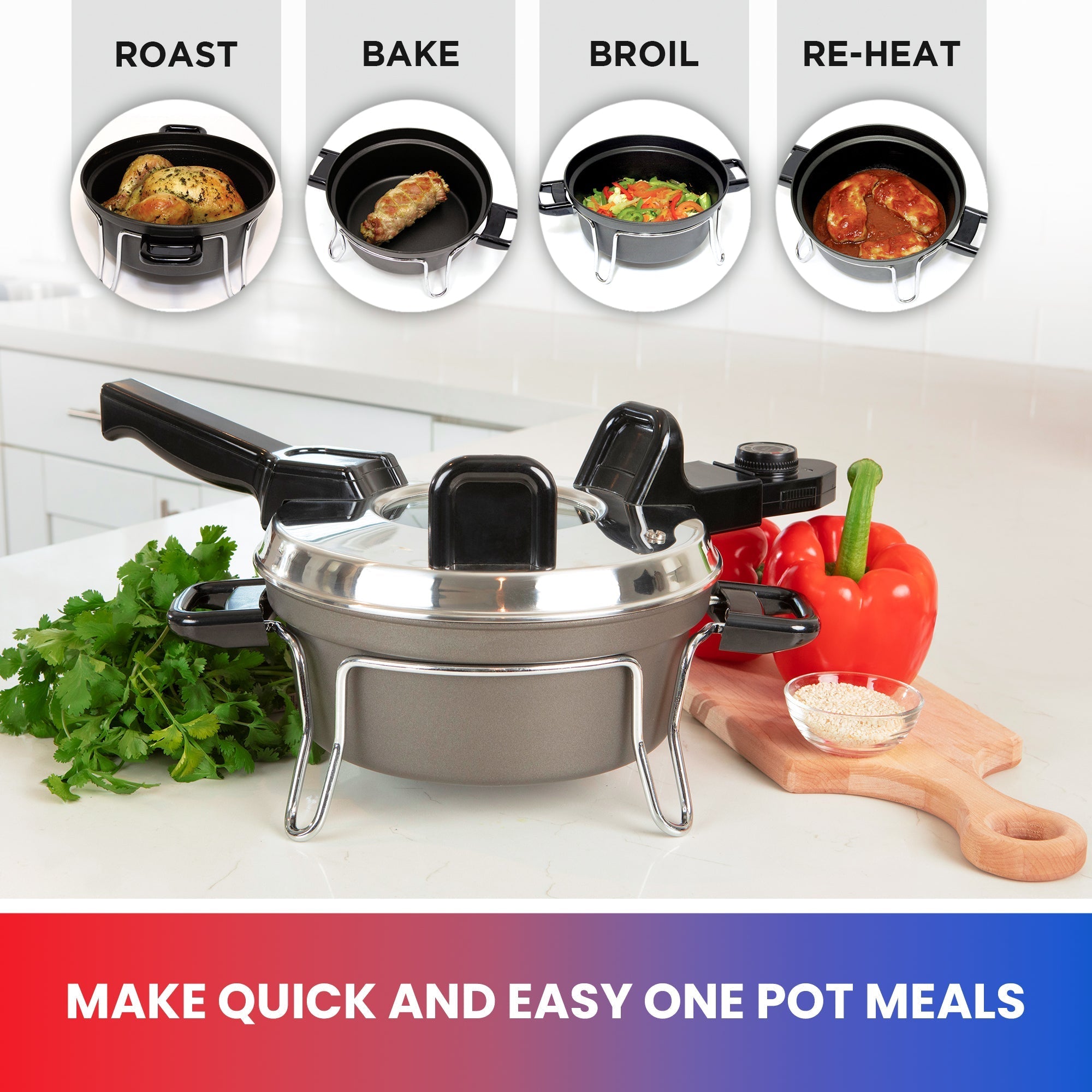 Kenmore 5 Quart Slow Cooker, Black and Grey, Compact Countertop Cooking,  Warm, Braise, Simmer, Sous Vide, Stew, Soup, Curry, Chili, Fondue, Yogurt