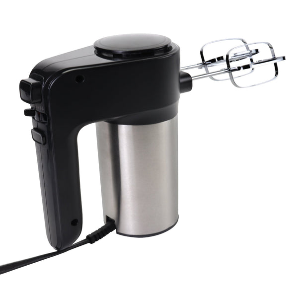 Product shot of hand mixer on white background