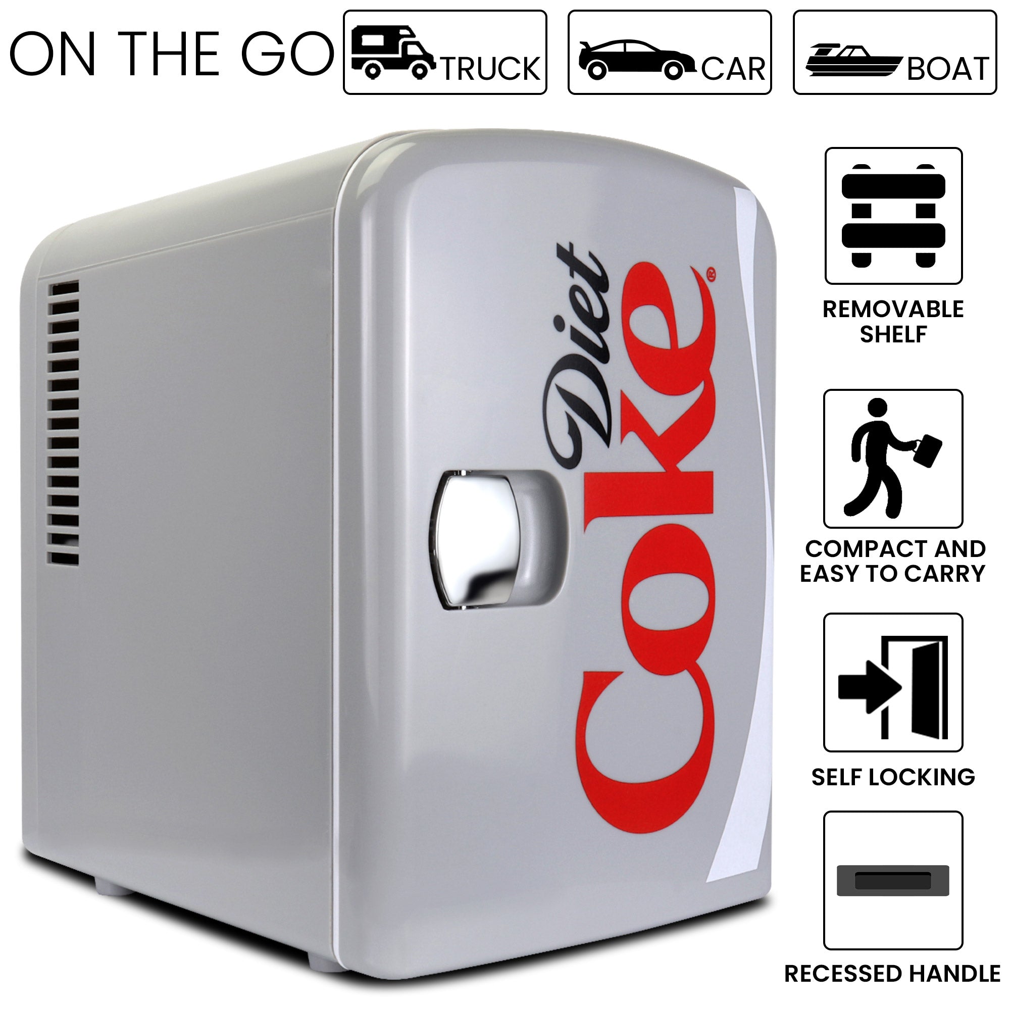 Koolatron Coca-Cola Mini Refrigerator 10.4-in, Fits 6 Cans, Portable Fridge  NEW 